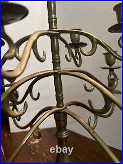 Antique BRASS VICTORIAN CANDELABRA 13 Light Taper 3 Tier Candle Holder Patina