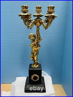 Antique Baroque Candelabra Gilt Bronze Nymph Left Arm Holding 5 Candles 22