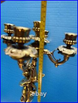 Antique Baroque Candelabra Gilt Bronze Nymph Left Arm Holding 5 Candles 22