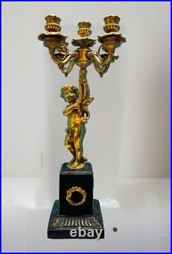 Antique Baroque Candelabra Gilt Bronze Nymph Left Arm Holding 5 Candles 22