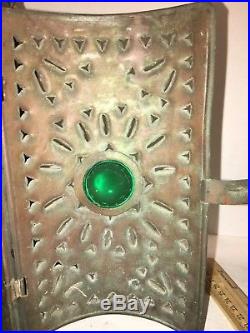 Antique Bradley & Hubbard Jeweled Lantern Candle Holder Chandelier Punched