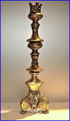 Antique Brass 23 Tall Ornate Candlestick Holder