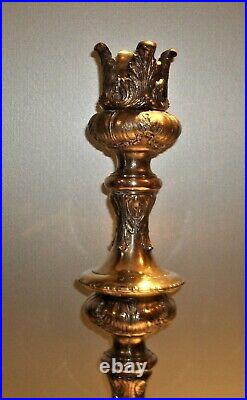 Antique Brass 23 Tall Ornate Candlestick Holder