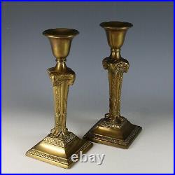 Antique Brass Bronze Candlesticks Set of 2 Rams Heads