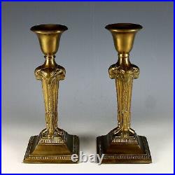 Antique Brass Bronze Candlesticks Set of 2 Rams Heads