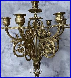 Antique Brass Candelabra 7 Taper Candle Holder Edwardian Victorian Circa 1890's