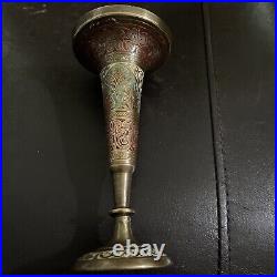 Antique Brass Candle Holder Handmade Candlestick Collectibles India Decor Bronze