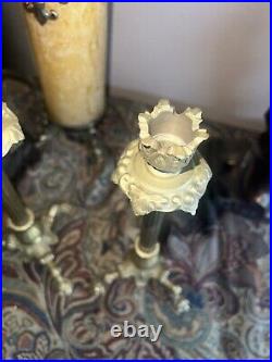 Antique Brass Candle Holders Italian Baroque Tall 2