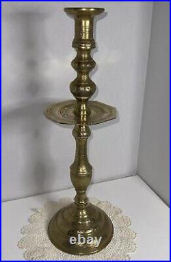 Antique Brass Candle Stick Holder 22 1/4 Inch Tall Ornate India