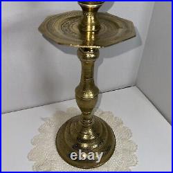 Antique Brass Candle Stick Holder 22 1/4 Inch Tall Ornate India