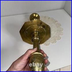 Antique Brass Candle Stick Holder 22 1/4 Inch Tall Ornate India