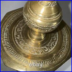 Antique Brass Candle Stick Holder 22 1/4 Inch Tall Ornate India