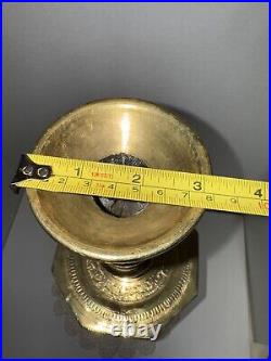 Antique Brass Candle Stick Holder 22 1/4 Inch Tall Ornate India