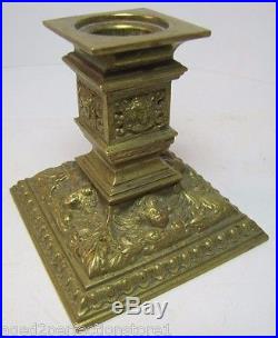 Antique Brass Candlestick Candle Holder beautiful winged cherubs ornate details