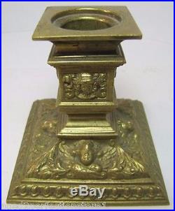 Antique Brass Candlestick Candle Holder beautiful winged cherubs ornate details