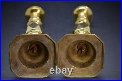 Antique Brass Candlesticks 1897 Stamped The Queen Of Diamonds -BEAUTIFUL