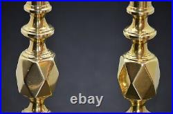 Antique Brass Candlesticks 1897 Stamped The Queen Of Diamonds -BEAUTIFUL