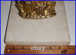 Antique Brass Figural Girandoles Mantel Candlesticks 3 piece 50 prism set