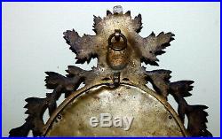 Antique Brass Frame & Lion Beveled Oval Mirror Triple Candle Holder Wall Sconce