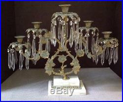 Antique Brass Gold Gilded Candle Holder 5 arm Candelabra French Floral Empire