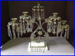Antique Brass Gold Gilded Candle Holder 5 arm Candelabra French Floral Empire