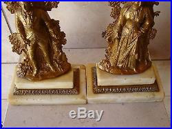 Antique Brass Pair Of Victorian Man & Woman Candle Holders Cornelius & Co 1849