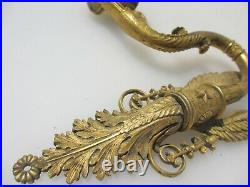 Antique Brass Piano Candle Holder Light Sconces Victorian Old Swan Head French