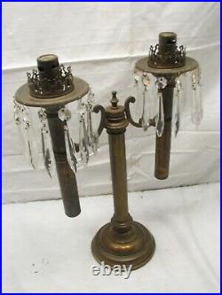 Antique Brass Pushup Candlestick Push Up Candle Holder Candelabra Crystals