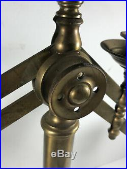Antique Brass Tabletop Mortuary Funeral Candle Holder Candelabra HEAVY DUTY