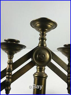 Antique Brass Tabletop Mortuary Funeral Candle Holder Candelabra HEAVY DUTY