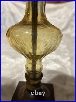 Antique Brass With Gold Glass Candel Holder. One Higher Than The Other