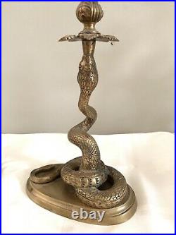 Antique Bronze Serpent Snake Candle Stick Pair Attributed To Antonio Pandiani