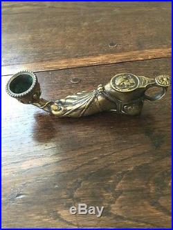 Antique Bronze/brass Candle Holder Signed Cain 6 X 1 1/4 Athena Image On Top