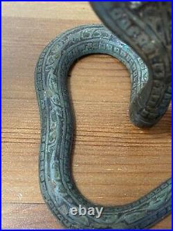 Antique Bronze/brass Pair Of Cobra Candle Holder's