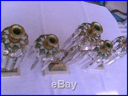Antique Candelabras brass and crystal prisms