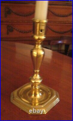 Antique Collectible Brass Queen Anne Single Candlestick. Late 18th Century