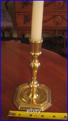 Antique Collectible Brass Queen Anne Single Candlestick. Late 18th Century