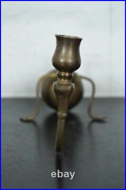 Antique Colonial Brass Cantilevered Piano Mantel Cannonball Candlestick Spain