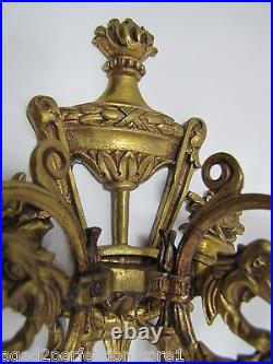 Antique Dragons Serpents Flames Candelabra Brass Ornate Dual Candlestick