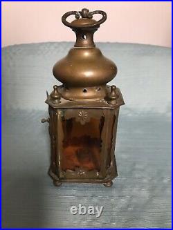 Antique Dutch Brass Late 1800 Early 1900s Hanging Candle Lantern