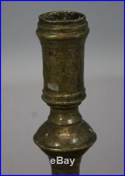 Antique Early 18thC Brass Candlestick, Wrought Iron Light, Cast Iron Grease Lamp
