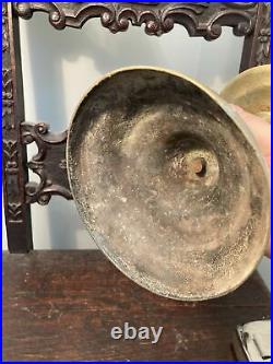 Antique Early Drip Pan Brass Candlestick Holder