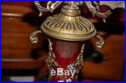 Antique Electric Table Lamp Combination Candelabra Candle Holder-Faces-Porcelain