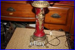 Antique Electric Table Lamp Combination Candelabra Candle Holder-Faces-Porcelain