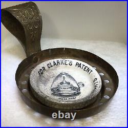 Antique English CLARKES Patent PYRAMID Night Light Dish & Brass Candle Holder
