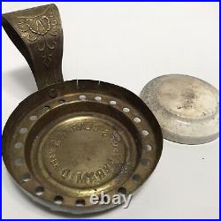 Antique English CLARKES Patent PYRAMID Night Light Dish & Brass Candle Holder
