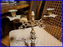 Antique French 1940s Brass Candle Holder With Woman Base