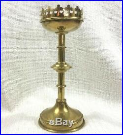 Antique French Brass Candlestick Candle Holder Church Altar 19th Century Gothic