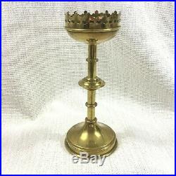 Antique French Brass Candlestick Candle Holder Church Altar 19th Century Gothic