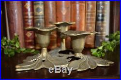 Antique French Brass Floral 3 Tier Candle Holder Candlestick